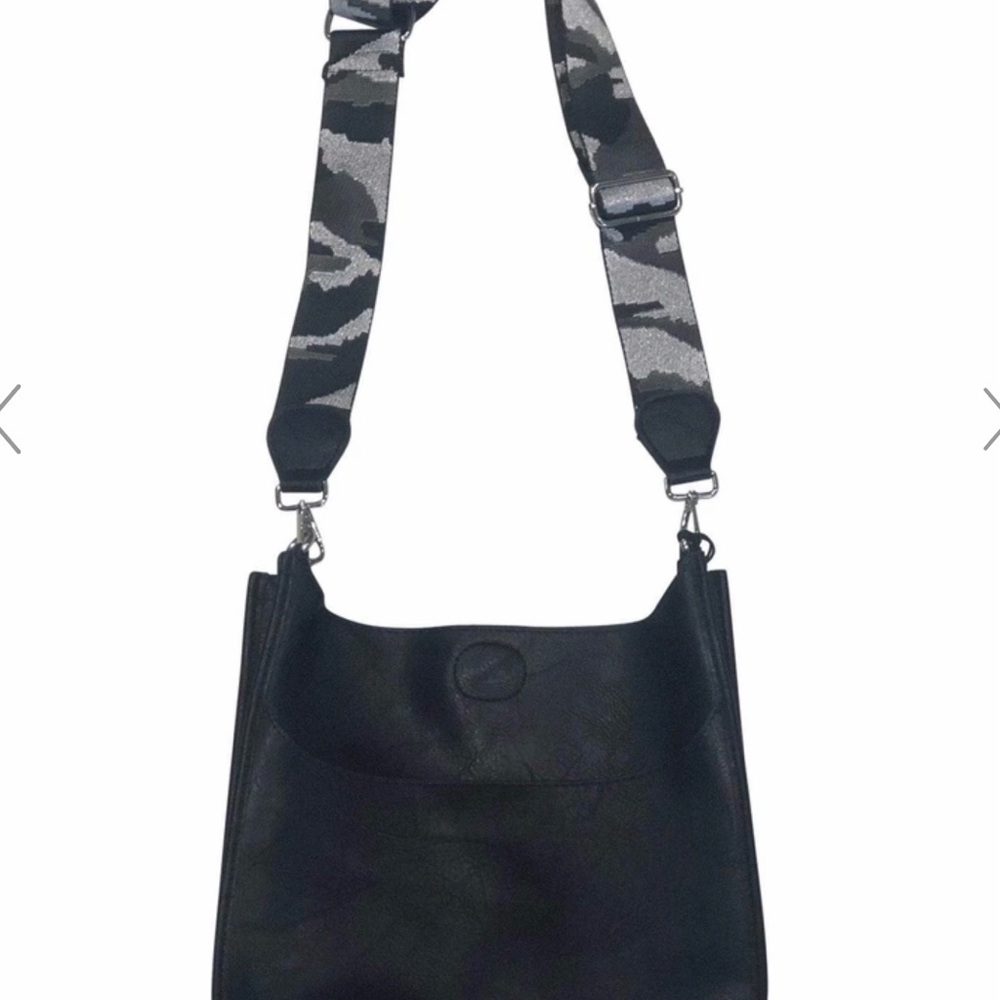 Ahdorned Black Neoprene Messenger with Camo Strap